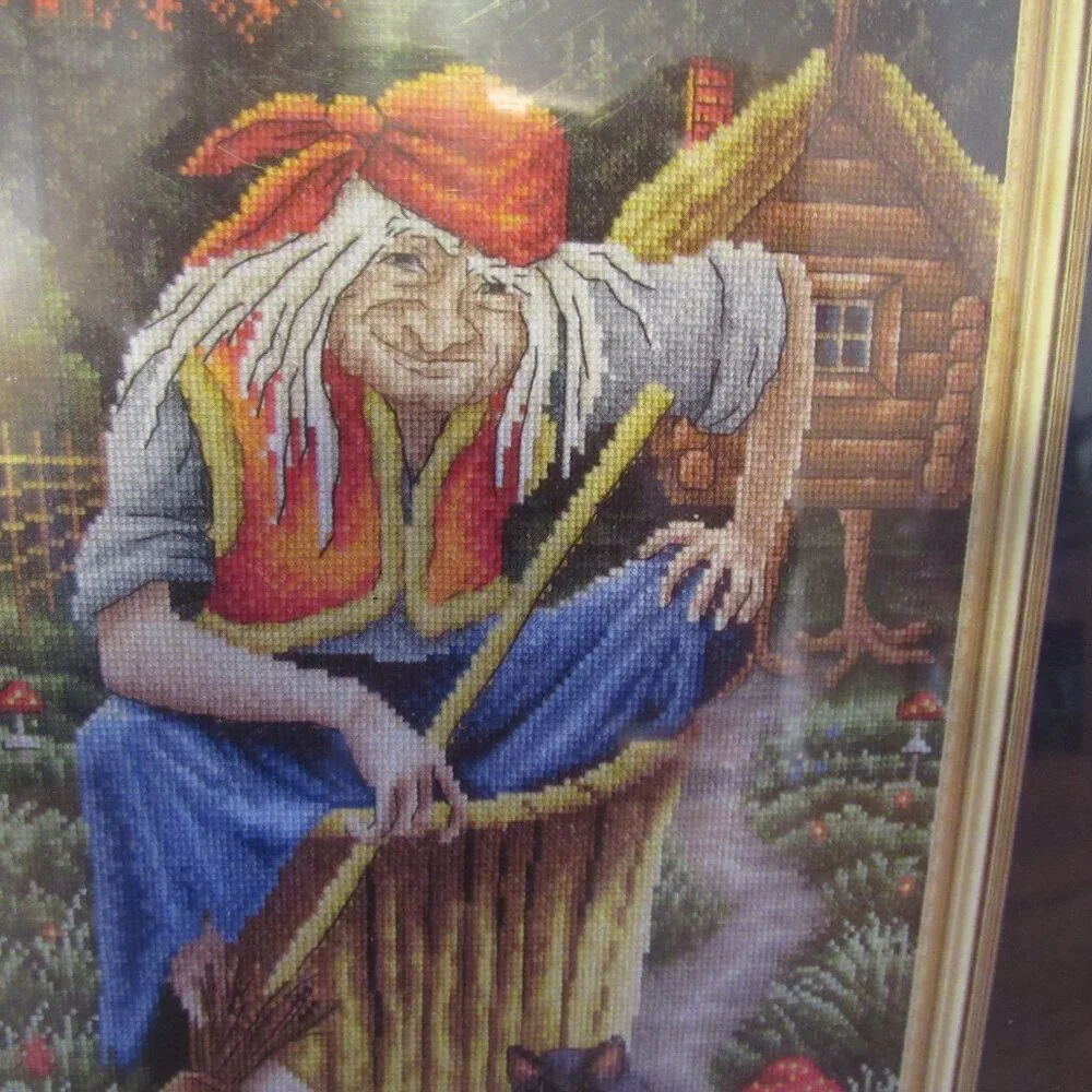 New Panna Baba Yaga Russian Slavic Forest Wicked Witch Cross Stitch Kit Folklore